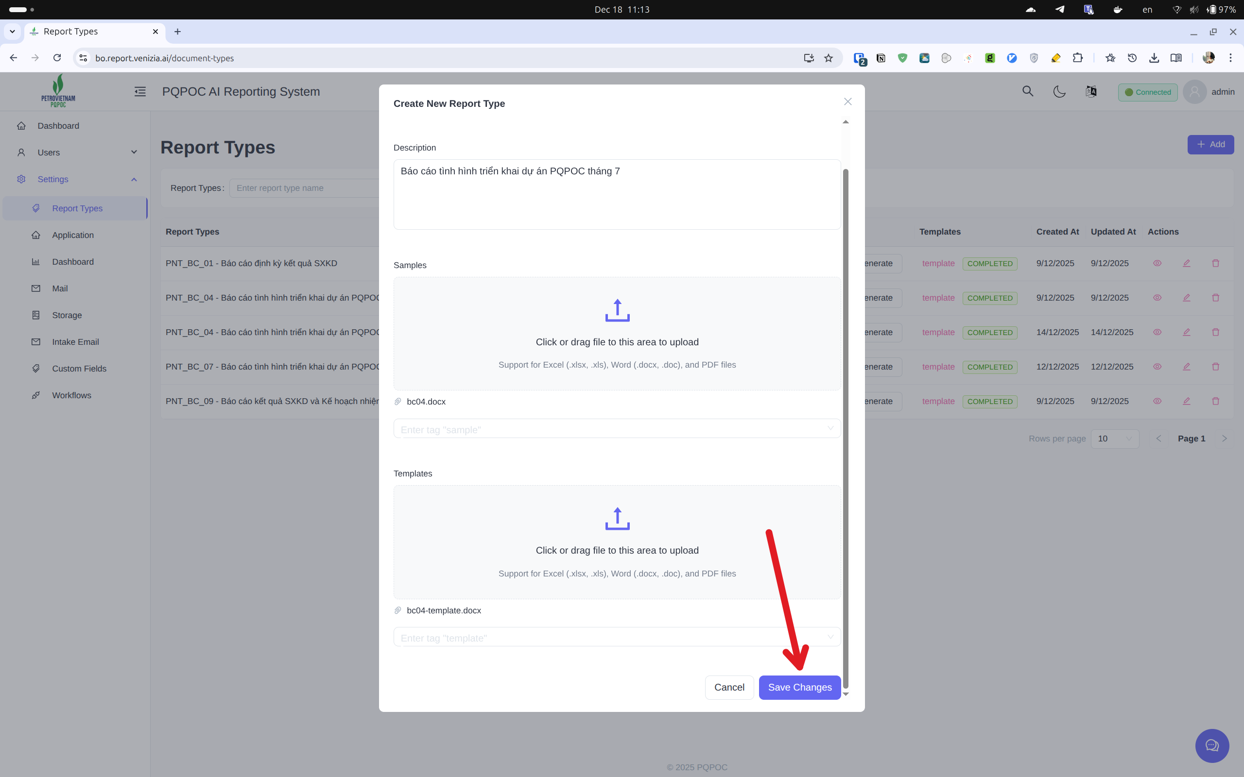 Create Report Type Modal